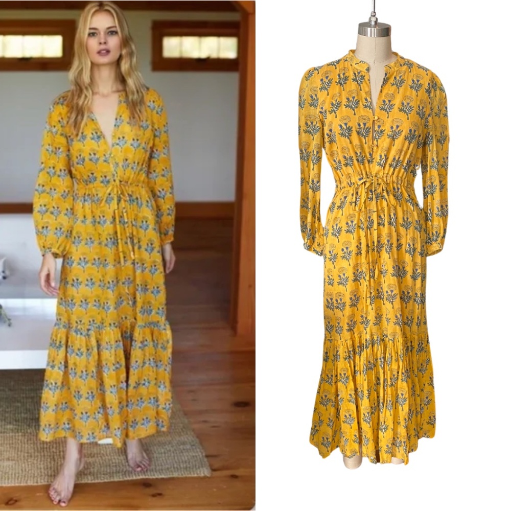 Emerson Frye Organic Cotton Francis Maxi Dress in Marigold SZ S